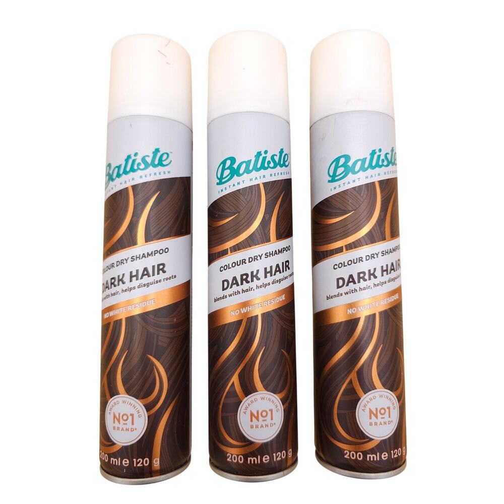 (3) Batiste Colour Dry Shampoo Dark Hair Set Of Three 6.7 oz Cans No Residue